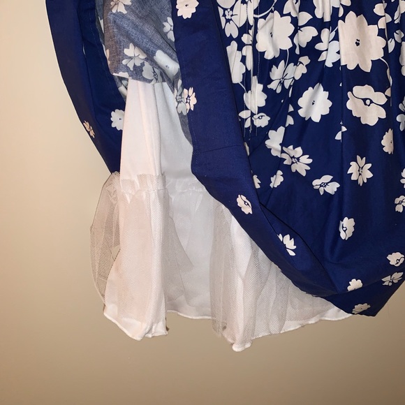 Blue and white floral strapless dress - Picture 5 of 5